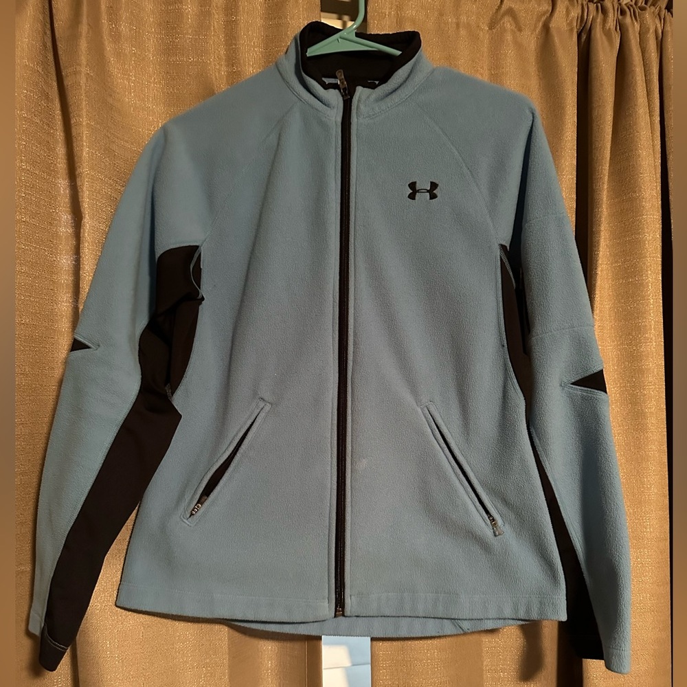 Under Armour full zip fleece jacket in blue and black.